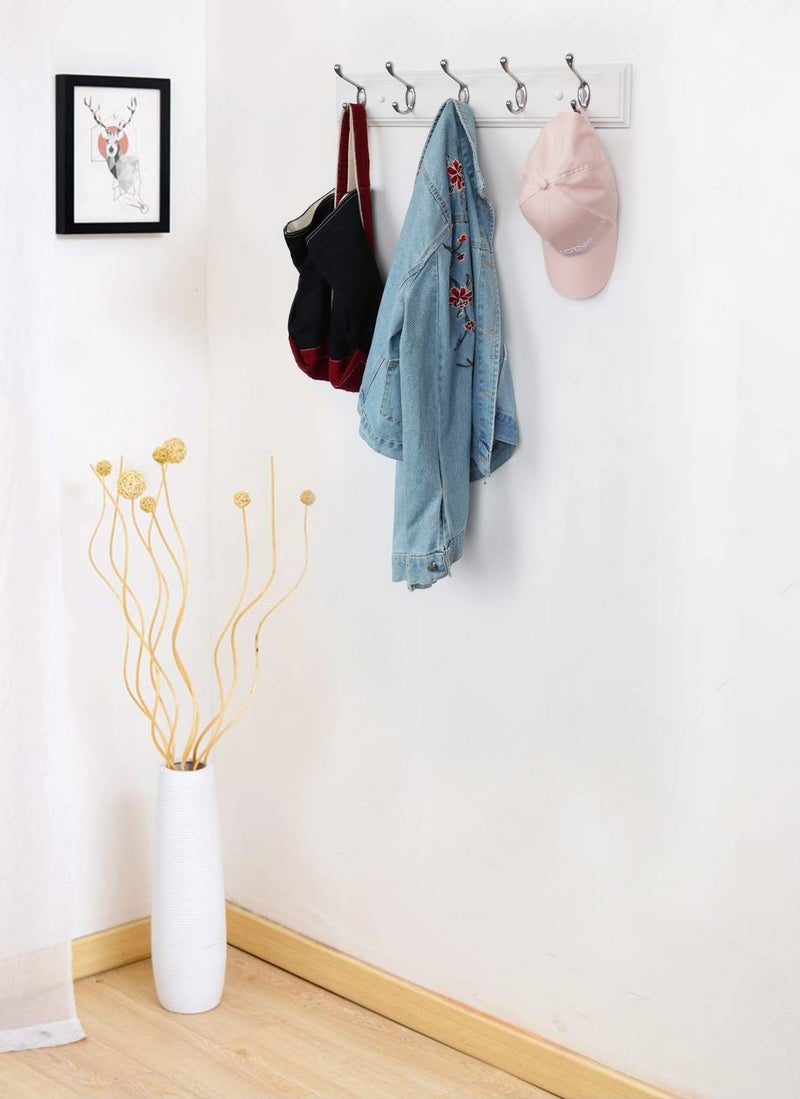 creathome 2Pcs Creathome 27" Hadi Hookrail with Five Hooks, White Board and Chrome Powder Coated Hook - Image 3